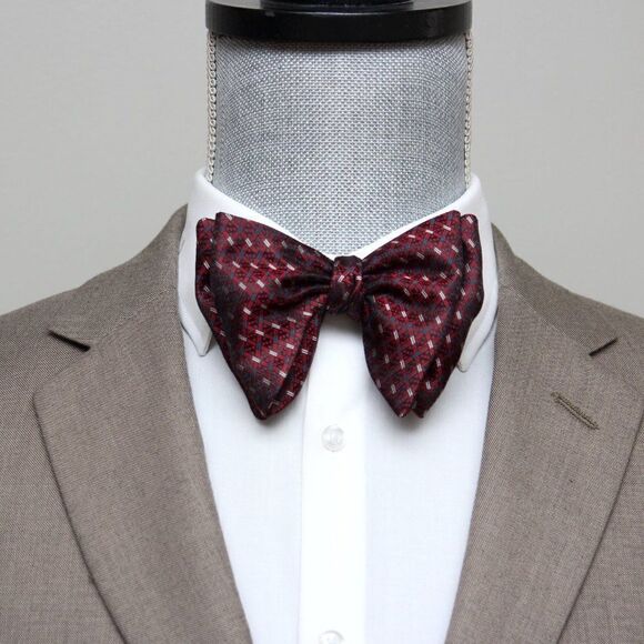 Men's Self-tied Bow Tie 100%Silk Big Butterfly S633 Maroon Ornament - Picture 4 of 15
